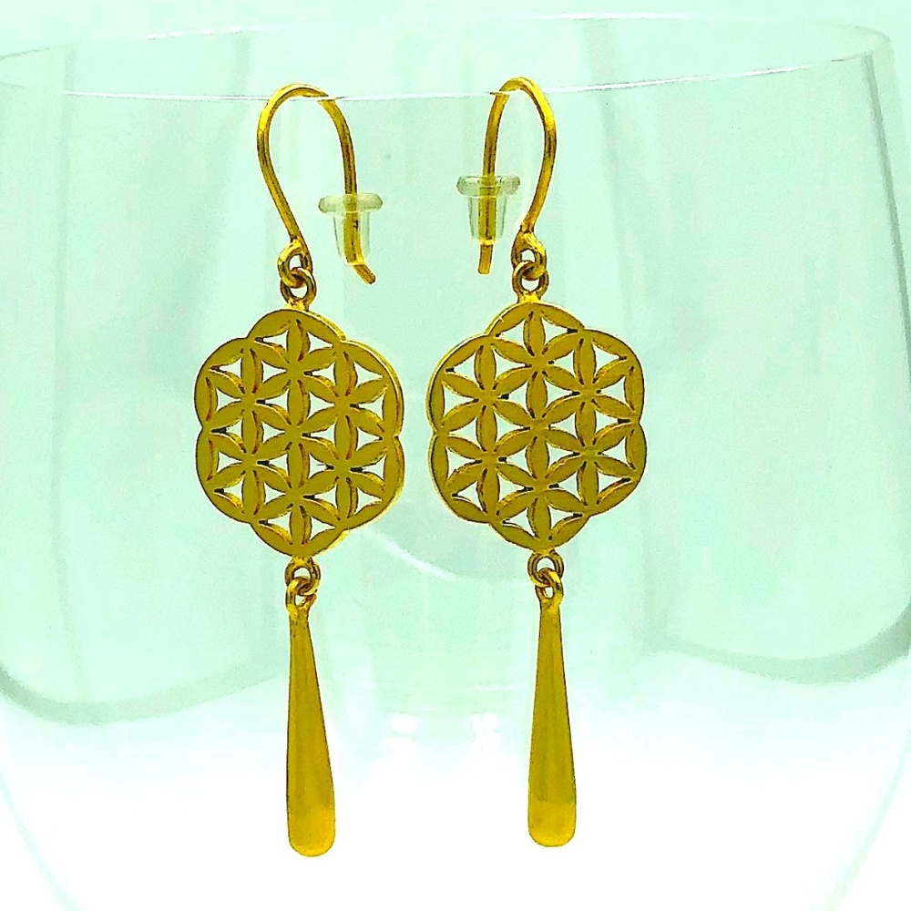 Jane Diaz Flower of Life Drop Earrings
